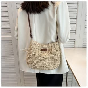 Summer Large-Capacity Single-Shoulder Straw Bag, New Handmade Woven Bag, Versatile Crossbody Bag, Women's Vacation Beach Bag