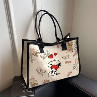 High-Appearance Cartoon Snoopy Shoulder Bag, Versatile Large-Capacity Student Canvas Bag, Commuter Tote, Outdoor Women's Backpack