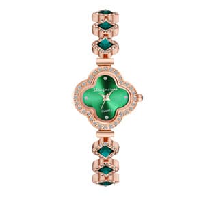Foreign Trade Fashion High-End Alloy Four-Leaf Clover Fashion Decorative Bracelet Quartz Watch Emerald Women's Watch Women's Watch