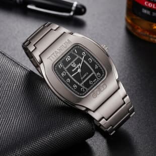 Cross-Border New Hot-Selling Product: Barrel-Shaped Watch for Men, Titanium Alloy Business Casual Steel Band Quartz Watch, Men's Watch Manufacturer
