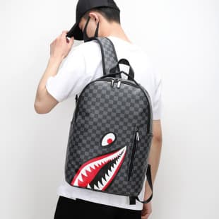 New Casual Shark Print Backpack Business Large Capacity Men's Backpack Travel Bag Campus College Student Bag
