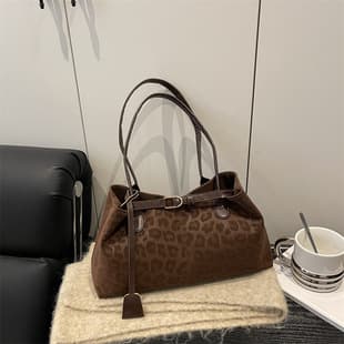 Cross-Border Large-Capacity Leopard Print Bag Women's 2025 New Autumn and Winter Retro Versatile Shoulder Bag Commuter Tote Bag