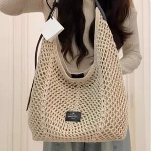 Beach Vacation Beach Bag Large Capacity Woven Tote Bag 2026 New Korean Style Niche Hollow-Out Shoulder Crossbody Bag