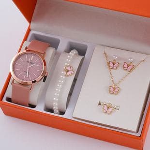 Cross-Border Popular New Fashion Simple Versatile Fresh Women's Butterfly Watch Set