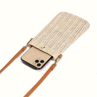 Summer Beach Bag New Style Women's Versatile Shoulder Crossbody Bag Woven Vertical Mobile Phone Bag Straw Coin Purse
