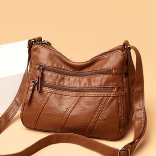 Middle-Aged and Elderly Women's Soft Leather Handbag 2026 New Large-Capacity Shoulder Crossbody Bag Women's Backpack Middle-Aged Mother's Bag