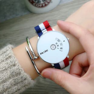 Punk Style Korean Concept Fashion Woven Mesh Band Youth Watch Canvas Band for Boys and Girls Quartz Strap Turntable Trendy Watch