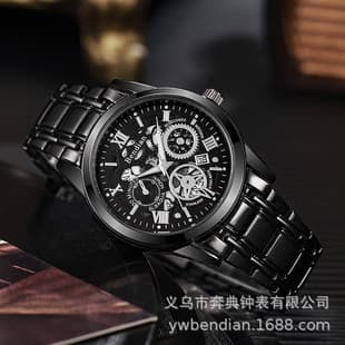 Cross-Border Foreign Trade Trendy High-End Light Luxury Versatile Fully Automatic Quartz Luminous Waterproof Roman Skeleton Men's Watch