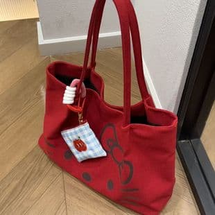 Korean Style Large-Capacity Ins Canvas Bag Hellokitty Tote Bag Cute Student Work Handbag Shoulder Bag for Women