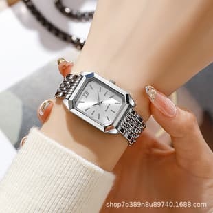 Simple and Versatile Square Quartz Watch, Exquisite Ins-Style Steel Band Fashion Quartz Watch, Fashionable Light Luxury Student Watch for Women