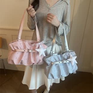 2026 Summer New Style Star Polka Dot Bow Armpit Bag Class Bag Women's Fashionable Work Clothing Large Capacity Tote Bag