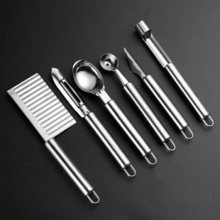 Stainless Steel Kitchen Gadget Set Fruit Knife Coring Device Carved Knife Watermelon Dig Ball Spoon Potato Peeler Knife