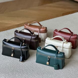 Lp19 Lunch Box Bag for Women 2025 New Style High-End Cowhide Leather Handbag Kelly Bag Single Shoulder Crossbody 23 Cosmetic Bag