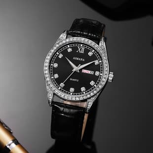 Aimana Swiss Brand Luxury Watch Cross-Border Luminous Diamond-Encrusted Round Dial Quartz Men's Watch Dropshipping