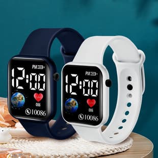 New Fashion Earth Led Student Electronic Watch Small Square Waterproof Wristband Youth Watch Spot Wholesale