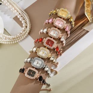 New students Korean style temperament drawstring design compact square love diamond fashion temperament lazy bracelet watch