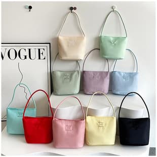 Korean Bucket Bag for Women, Simple Casual Versatile Handbag, Birthday Wedding Gift Nylon Underarm Gift Bag