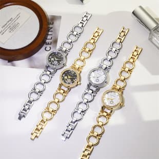 Ring Chain Women's Quartz Watch with Diamond-Studded Steel Band Bracelet-Style Wristwatch Wholesale Women's Large Chain Watch