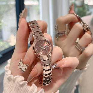 2025 New Quartz Watch Fashion Women's Trendy All-match Waterproof Luminous Tungsten Steel Golden Steel Belt Niche Calendar