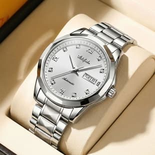 Aili Feida Steel Band Quartz Watch Men's Douyin Live Broadcast Hot Wholesale Waterproof Luminous Ultra-Thin Double Butterfly Buckle
