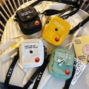 2025 New Japanese-Style Canvas Crossbody Bag Cartoon Cute Female Student Shoulder Small Bag Trendy Versatile Phone Bag