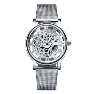 Foreign Trade Popular Watch Men's Fashion Transparent Hollow Roman Imitation Mechanical Gold Mesh Belt Quartz Watch Men's Wholesale