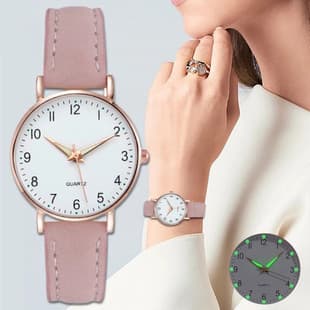Luminous Watch for Women, Digital Retro Frosted Leather, Fresh and Casual Quartz Watch, Luminous Retro Style