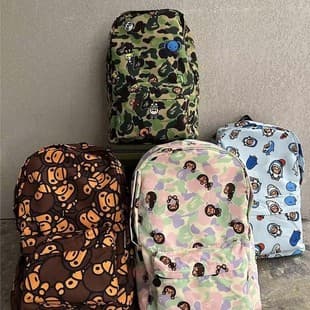 Bead Baby Cartoon Cute Little Monkey Animal Casual Backpack School Bag Large