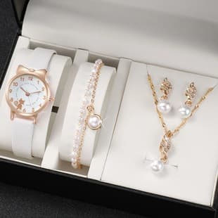 Cross-border classic hot-selling fashion multi-style with cute kitten quartz women's watch suit