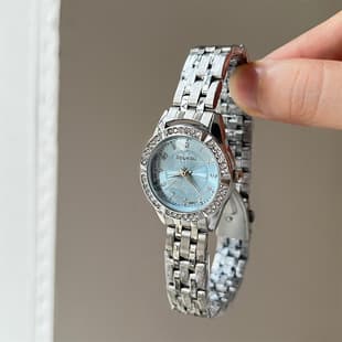 2025 New Watch Steel Strap Small Dial Diamond Women's Watch Cross-Border Foreign Trade Watch Women's Silver Watch Wholesale Direct Sales