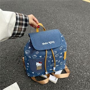 Korean Style Retro Cute Kitty Cat Backpack Female Cartoon Cowboy Small Fresh Student School Bag Versatile Backpack