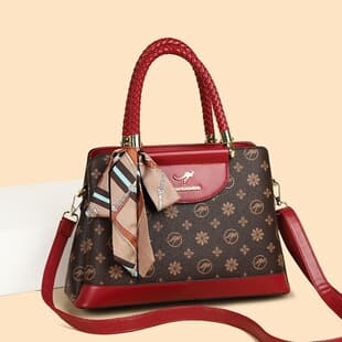 New 2025 Model Women's Handbag for Mom, Versatile Tote Bag for Middle-Aged Ladies, Can Be Used as Handbag, Shoulder Bag, or Crossbody Bag, with Ribbon Tie