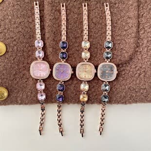 Cross-Border New Model High-End Gemstone-Encrusted Square Women's Watch, Light Luxury Niche High-Value Bracelet Quartz Wristwatch