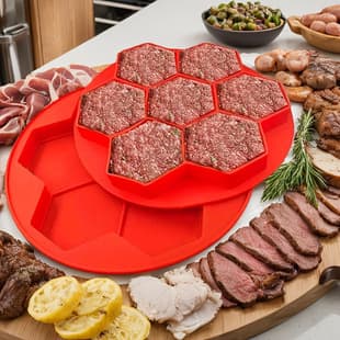 Popular Seven-Hole Silicone Meat Pie Mold Eight-Hole Hexagonal Frozen Silicone Burger Barbecue Plate Cake Baking Tool