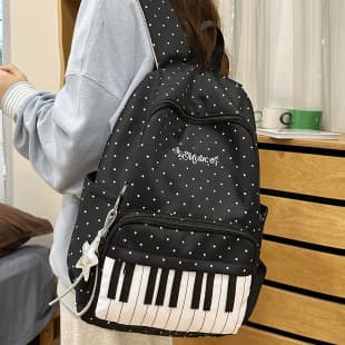 Cross-Border Schoolbags for Female Junior High School Students, Simple High School Girls' Personalized Piano Backpacks, Trendy and Good-Looking College Student Backpacks