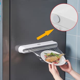Cling film cutter suction cup wall-mounted cling film cutting Box Kitchen divider adjustable storage cutter