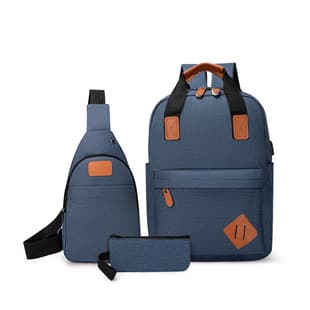New backpack cross-border new factory pin usb computer chest bag three-piece student casual bag