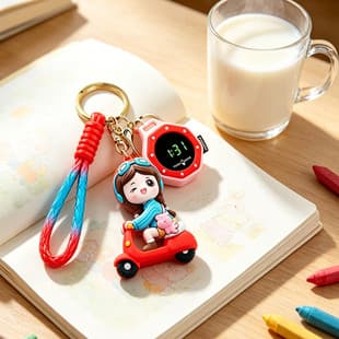 Popular Dopamine Digital Octagonal Electronic Watch Gift Keychain Backpack Cartoon Pendant Electronic Hanging Watch