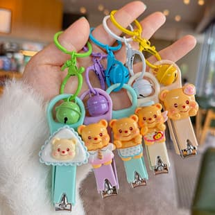 Cute Cartoon Safety Nail Scissors Girls Single Children Student Portable small size Toe Repair Pliers Keychain