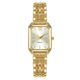 Cross-Border Popular Square Women's Watch with Fashionable Dial, Quartz Decoration, Alloy Steel Band Bracelet, Zinc Alloy