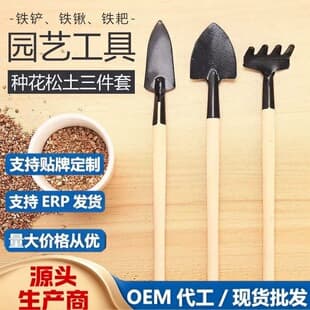Three-Piece Mini Gardening Tool Set: Small Shovel/Rake/Spade for Planting Flowers and Succulents