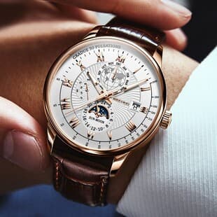 Foreign Trade New Products, Fashionable Hot-Selling Models, Calendar Three-Eye Starry Sky Moon Fashion Men's Watches, Men's Watch Belts Wholesale