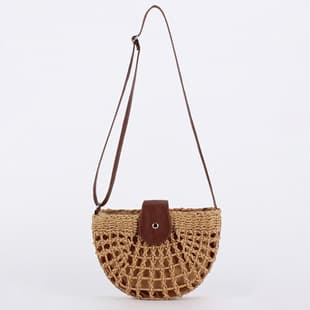 Dropshipping New Simple Casual Shoulder Hand-Woven Bag Hollow Semicircle Seaside Vacation Beach Bag for Women