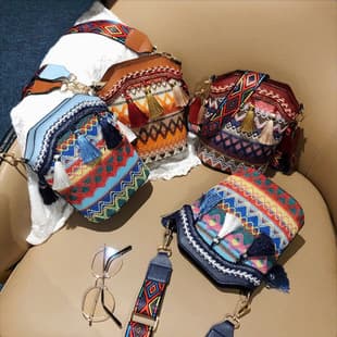 High-End 2026 Fashion New Style Bag Ethnic Style Niche Woven Bucket Bag Single Shoulder Crossbody Tassel Bag for Women