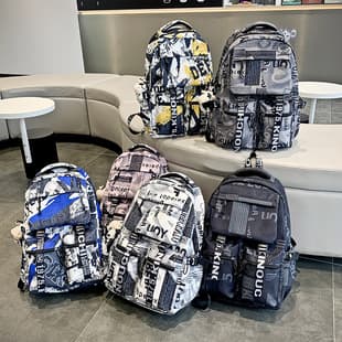 Wholesale backpack fashion graffiti large capacity backpack middle school student schoolbag ins trendy backpack student schoolbag