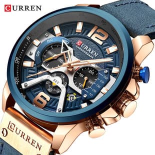 Curren 8329 Trendyy Men's Waterproof Watch Multi-Function Calendar Large Dial Six-Pin Quartz Watch
