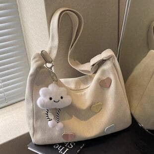 Canvas Bag for Women 2026 New Summer Style Simple Versatile Large Capacity Shoulder Bag Casual Commuter Crossbody Bag Dumpling Bag