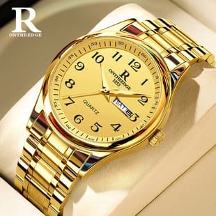 Rui Zhi Yuan's Popular Gold Waterproof Watch for Middle-Aged and Elderly People in Southeast Asia, Luminous Large Dial, Large Digital Quartz Watch