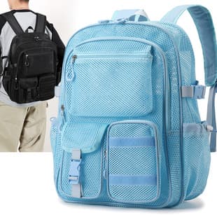 Cross-Border Amazon Hollow-Out Multi-Pocket Backpack, Large Capacity Student Mesh Backpack, Computer Bag, Travel Beach Bag