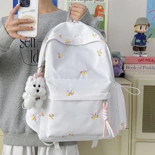 New Japanese-Style Ins High-Appearance-Value Fresh and Sweet Candy-Colored Bow Backpack for Middle and High School Students, Lightweight Double-Shoulder Backpack